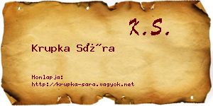 Krupka Sára névjegykártya